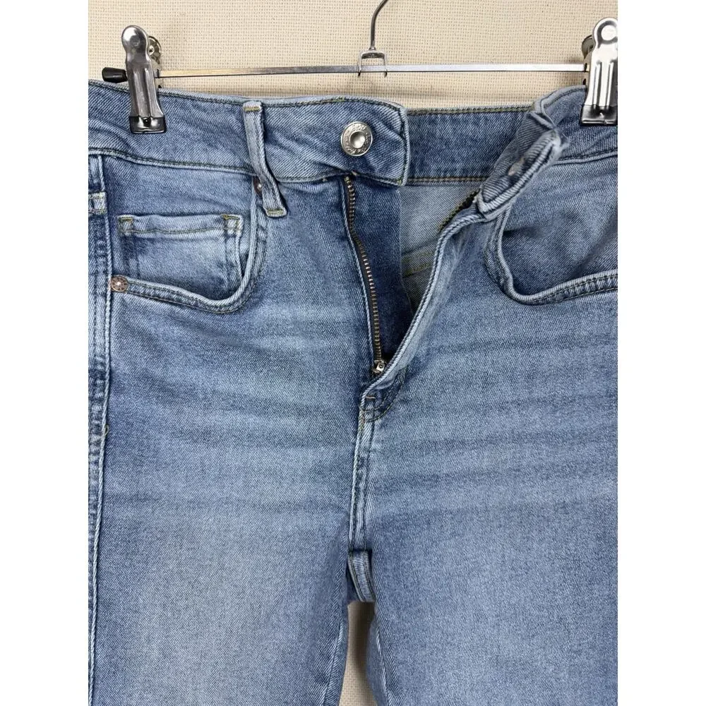 We The Free People Jeans Size 26 High Rise Skinny Stretch Frayed Hem Blue Denim - Picture 6 of 14